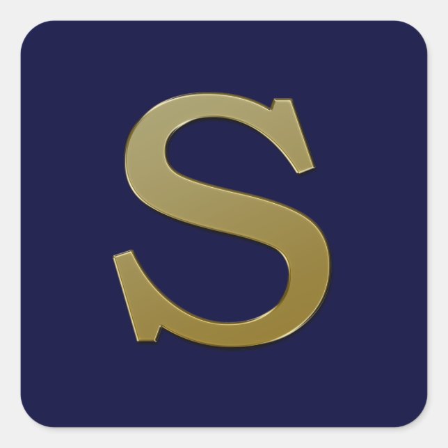 Letter S Gold Square Sticker (Front)