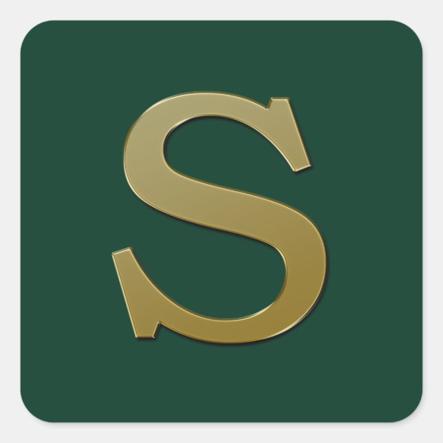 Letter S Gold Square Sticker (Front)