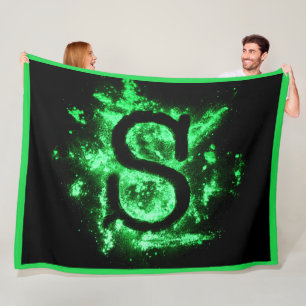 Letter S Green Capital Alphabet Fleece Blanket