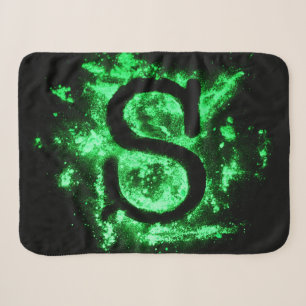 Letter S Green Capital Alphabet Sherpa Blanket