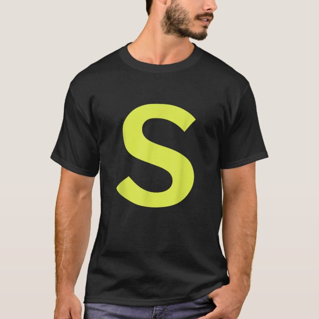 Letter S in Yellow on blue Costume Halloween Party T-Shirt (Front)