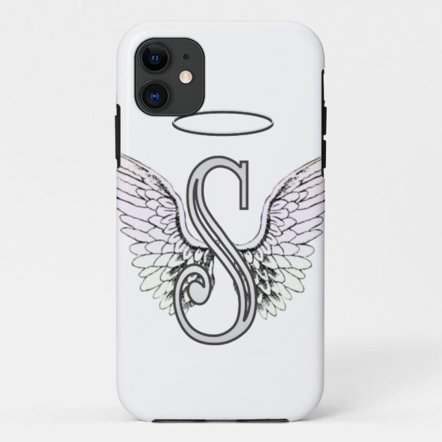 Letter S Initial Monogram with Angel Wings & Halo Case-Mate iPhone Case (Back)