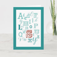 Letter S Initial Name Alphabet Birthday Teal & Red