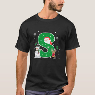 Letter S Initial Name Alphabet Monogram Santa Chri T-Shirt