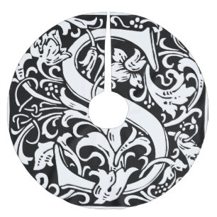 Letter S Mediaeval Monogram Art Nouveau Brushed Polyester Tree Skirt