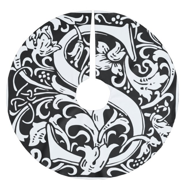 Letter S Mediaeval Monogram Art Nouveau Brushed Polyester Tree Skirt (Front)