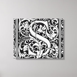 Letter S Mediaeval Monogram Art Nouveau Canvas Print