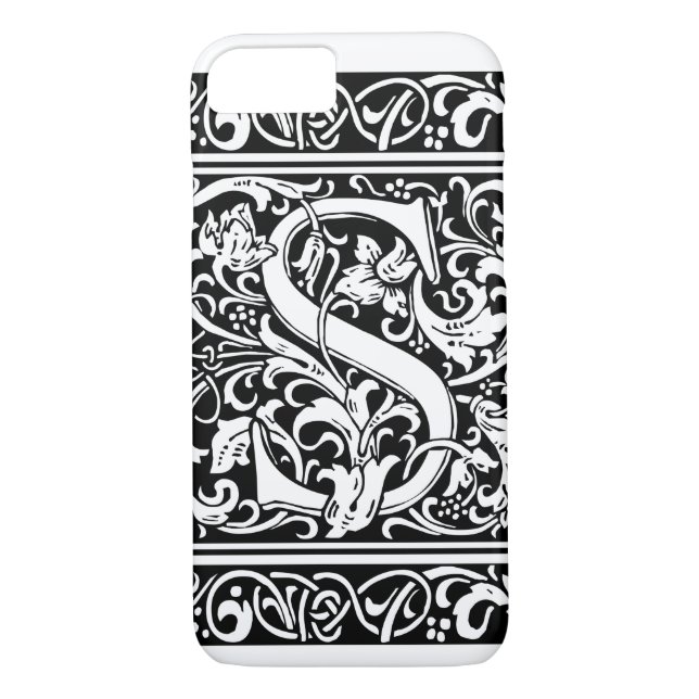 Letter S Mediaeval Monogram Art Nouveau Case-Mate iPhone Case (Back)