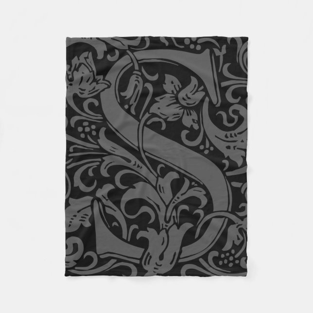 Letter S Mediaeval Monogram Art Nouveau Fleece Blanket (Front)