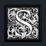 Letter S Mediaeval Monogram Art Nouveau Gift Box<br><div class="desc">This initial S is part of a complete series of upper case William Morris inspired typography initials. The black and white lettering is highly decorative, styled after the fancy typography of the middle ages. Cute and trendy, this is a vintage chic monogram S - letter S- swirly S . Customise...</div>