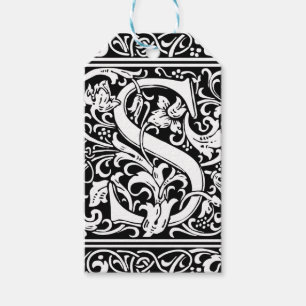 Letter S Mediaeval Monogram Art Nouveau Gift Tags