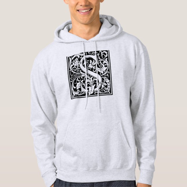 Letter S Mediaeval Monogram Art Nouveau Hoodie (Front)