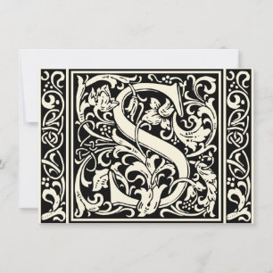 Letter S Mediaeval Monogram Art Nouveau Invitation