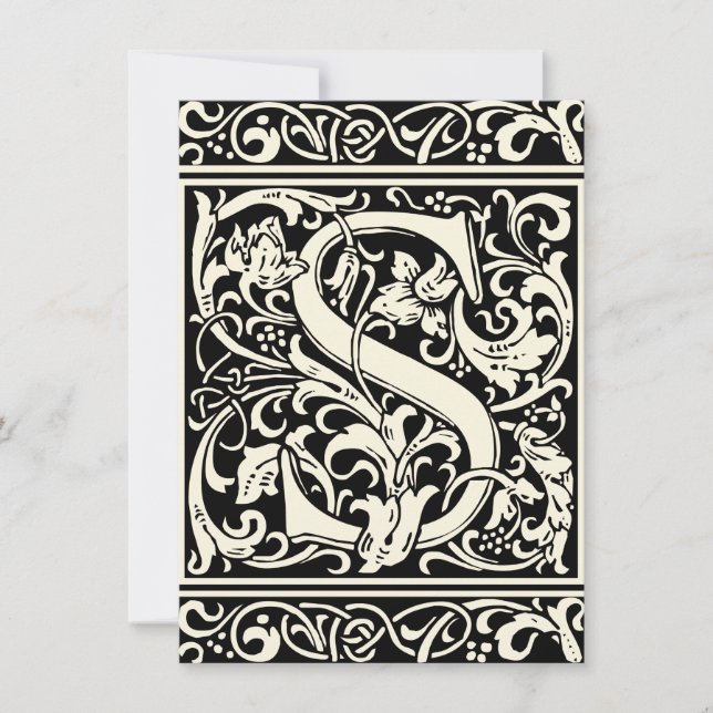 Letter S Mediaeval Monogram Art Nouveau Invitation (Front)