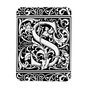 Letter S Mediaeval Monogram Art Nouveau Magnet