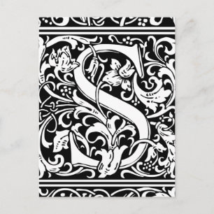 Letter S Mediaeval Monogram Art Nouveau Postcard