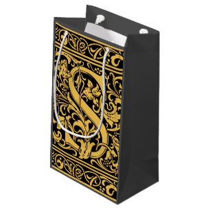 Letter S Mediaeval Monogram Art Nouveau Small Gift Bag