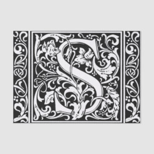 Letter S Mediaeval Monogram Art Nouveau Tissue Paper