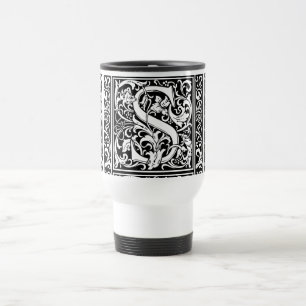 Letter S Mediaeval Monogram Art Nouveau Travel Mug