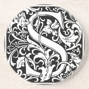 Letter S Mediaeval Monogram Vintage Initial Coaster