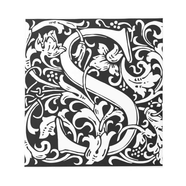 Letter S Mediaeval Monogram Vintage Initial Notepad (Front)