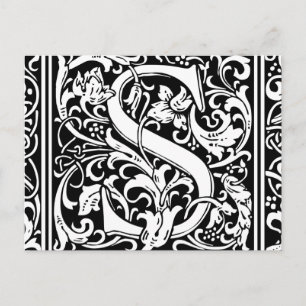 Letter S Medieval Monogram Vintage Initial Postcard