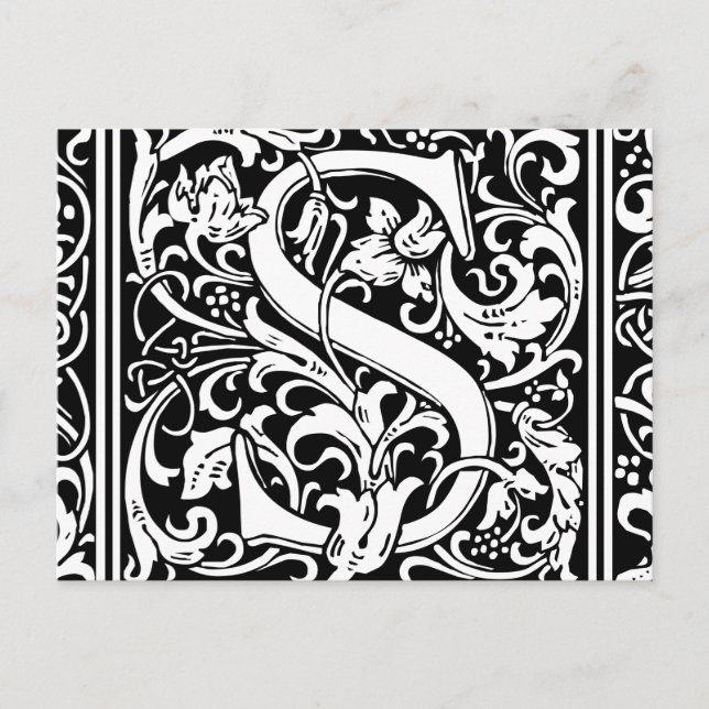Letter S Medieval Monogram Vintage Initial Postcard (Front)