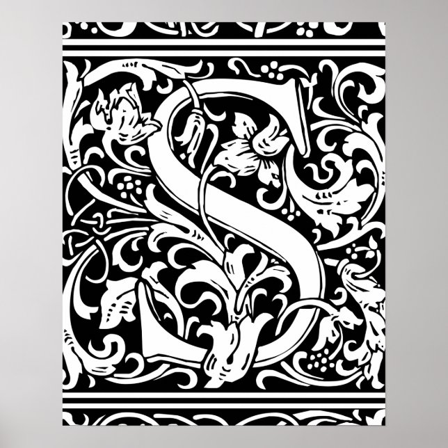 Letter S Medieval Monogram Vintage Initial Poster (Front)