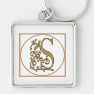 LETTER S MONOGRAM Beautiful Wedding New Home Gift Key Ring