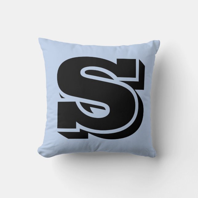LETTER S MONOGRAM BLUE PILLOW (Front)
