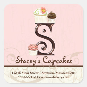 Letter S Monogram Cupcake Logo Business Box Label