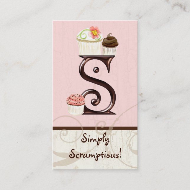 Letter S Monogram Dessert Bakery Business Cards (Front)
