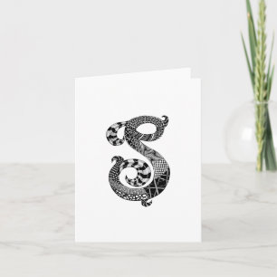Letter S Monogram in Black and White Note Card