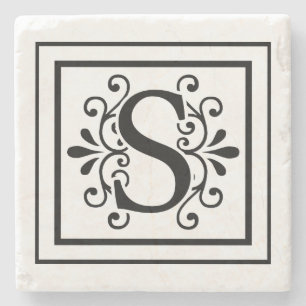 Letter S Monogram Stone Coasters