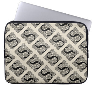 Letter S Monogram Vintage Celtic Knot Print Laptop Sleeve