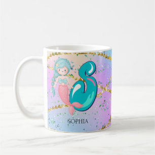 Letter S Monogram Watercolor Cute Mermaid Nursery Coffee Mug