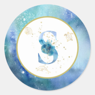 *~*  LETTER S -  Nautical Beach Envelope  Sticker