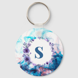 Letter s printed watercolor background Keychain 