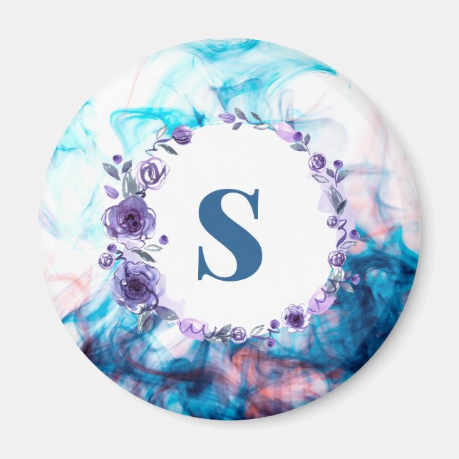 Letter s printed watercolor background magnet (Front)