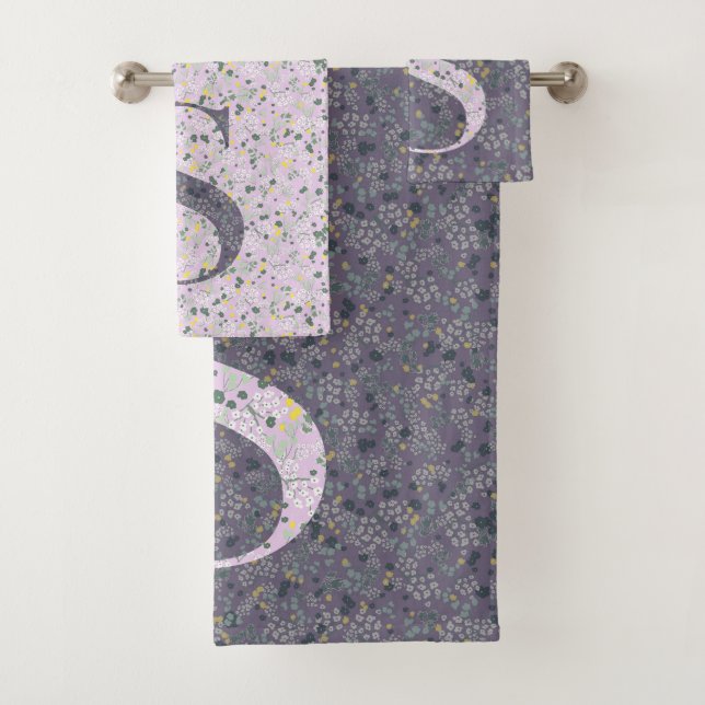 Letter S purple liberty  Bath Towel Set (Insitu)