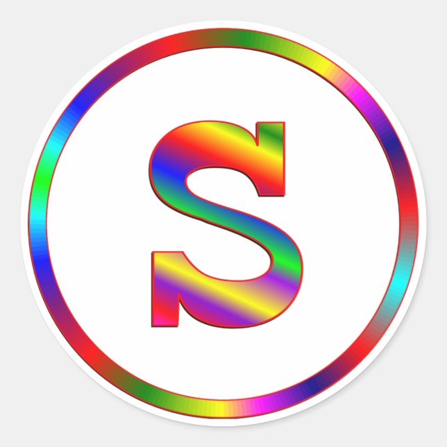 Letter S Rainbow Classic Round Sticker (Front)