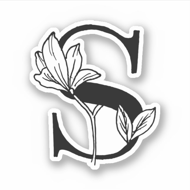 Letter S - Rose Sticker (Front)