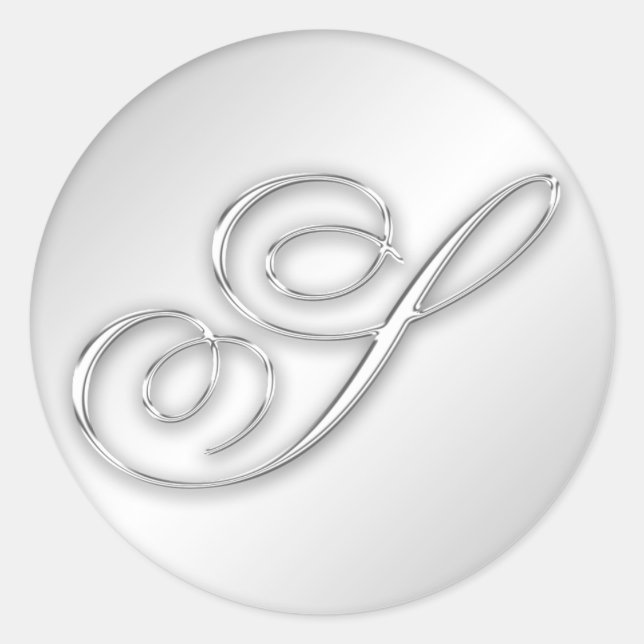 Letter S script initial faux silver monogram favou Classic Round Sticker (Front)