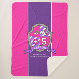 Letter S Sharon name meaning pink purple unicorn Sherpa Blanket