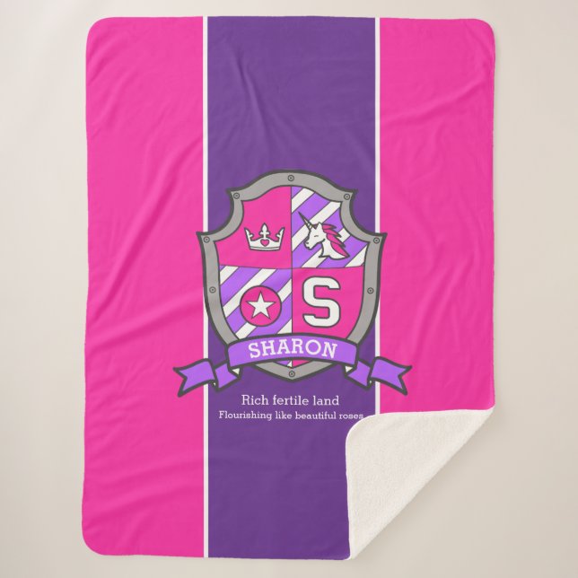 Letter S Sharon name meaning pink purple unicorn Sherpa Blanket (Front)