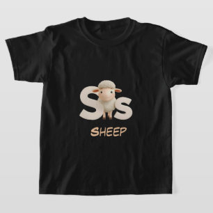 Letter S Sheep Educational Kids T-Shirt Uppercas