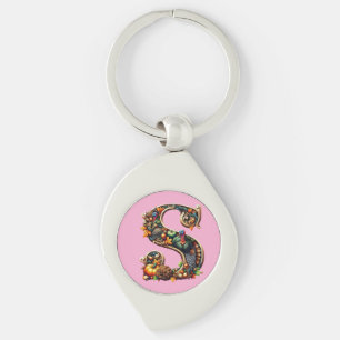 Letter S Thanksgiving turkey style gift Key Ring