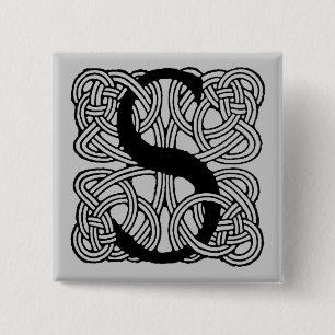 Letter S Vintage Celtic Knot Monogram 15 Cm Square Badge