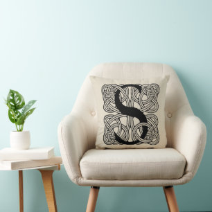 Letter S Vintage Celtic Knot Monogram Cushion
