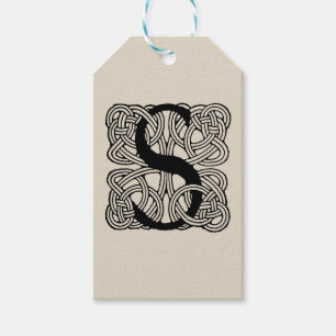 Letter S Vintage Celtic Knot Monogram Gift Tags